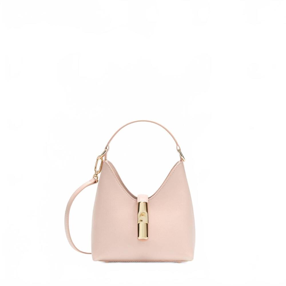 NEW FURLA women's iride mini hobo bag with strap in dusty pink